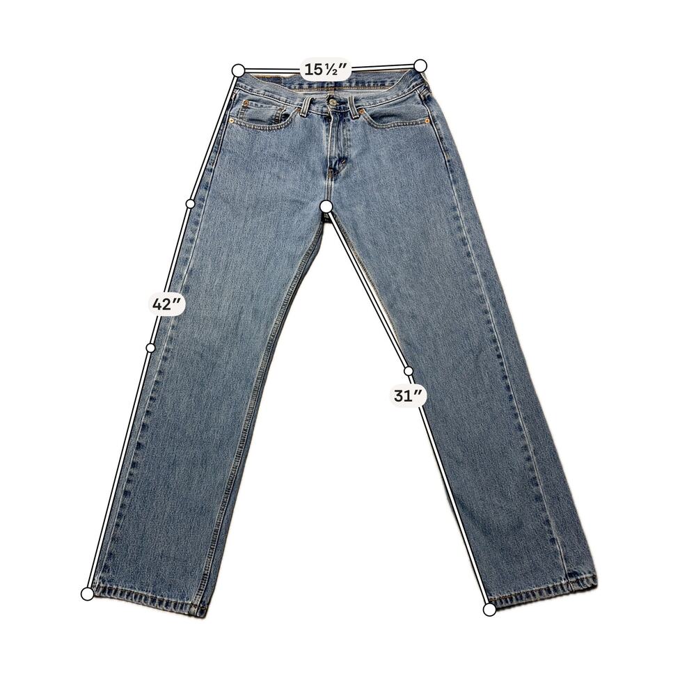 Levi's 505 Straight Jeans Men's 31x32 Blue 5 Pocket Denim Medium Wash Button - Picture 12 of 13